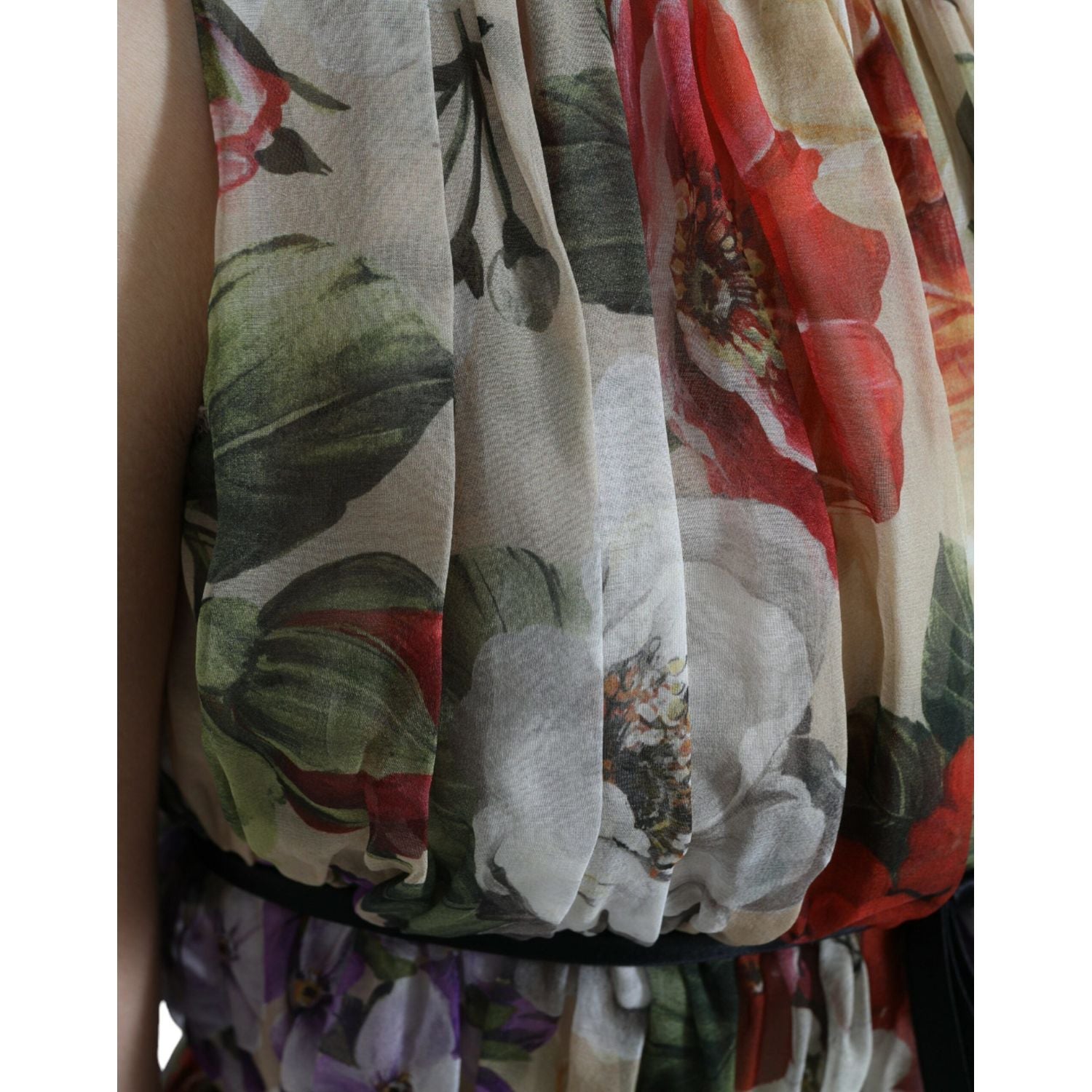 花卉优雅真丝雪纺迷你连衣裙