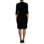 Dolce & Gabbana Black Floral Lace Cotton Bodycon Dress
