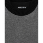 Dolce & Gabbana Gray Black Lace Wool Cashmere Sweater