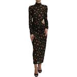 Dolce & Gabbana Black Floral Cut Out Sheath Long Maxi Dress