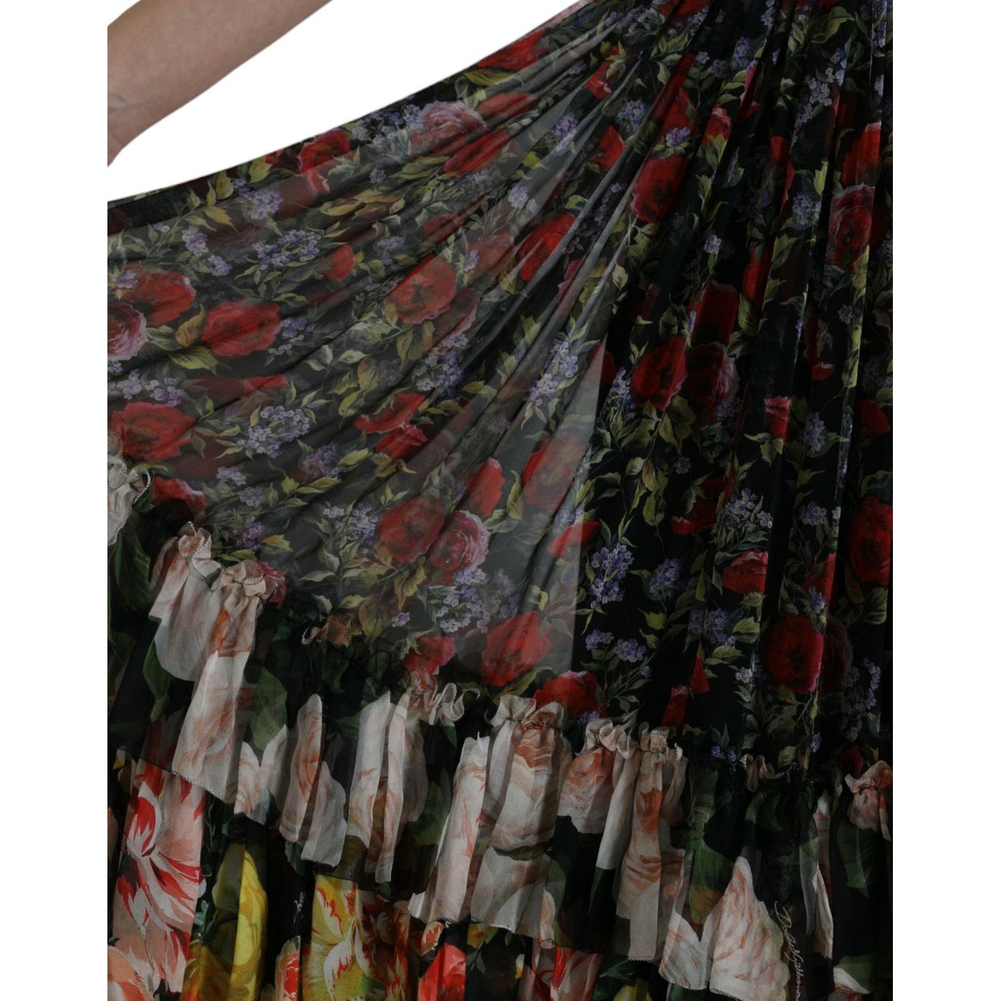 Dolce & Gabbana Multicolor Floral Chiffon Tiered Maxi Dress