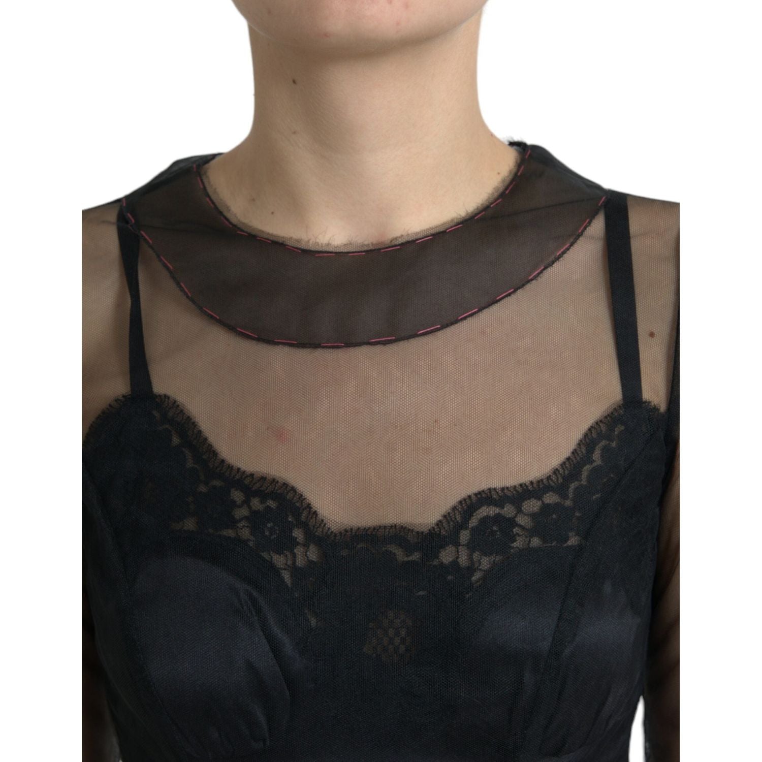 花卉刺绣薄纱长款晚礼服