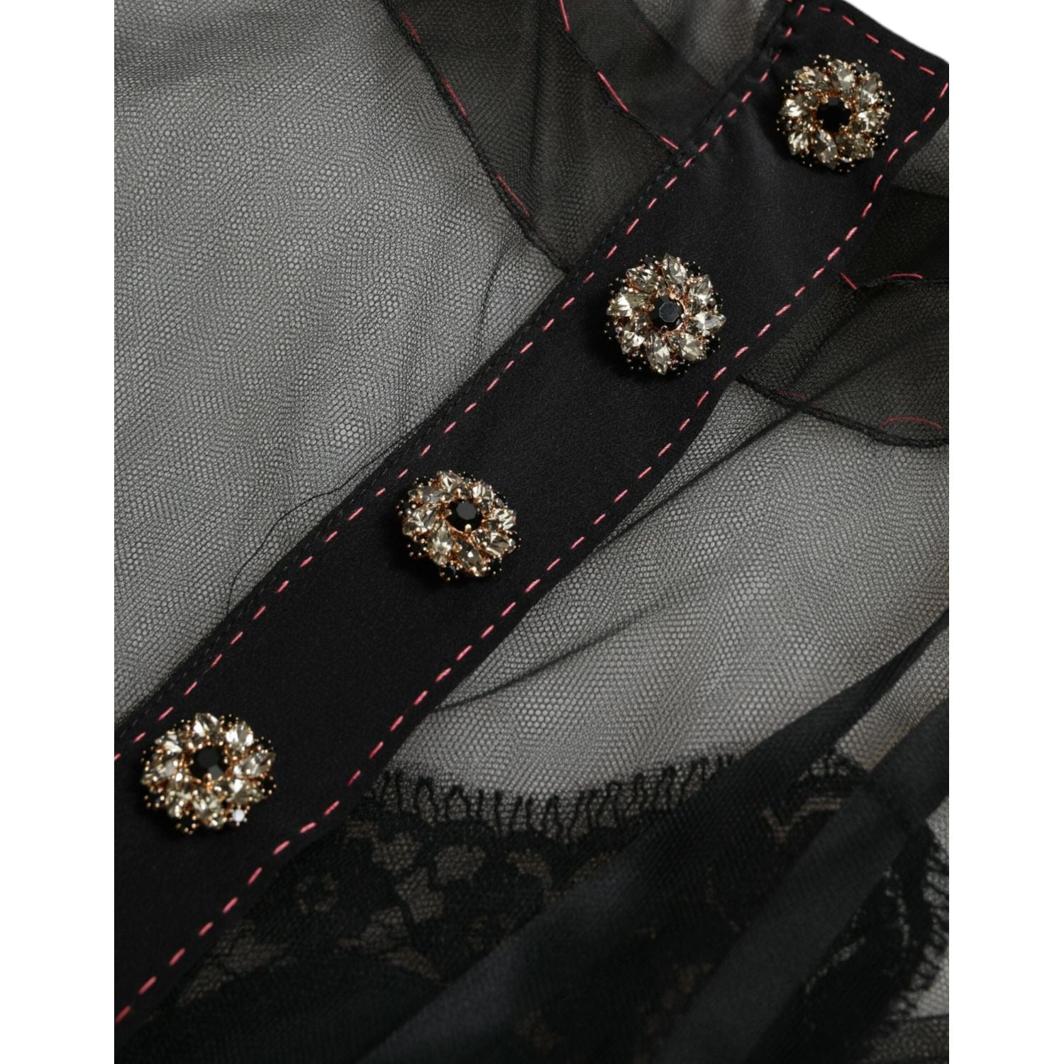 花卉刺绣薄纱长款晚礼服