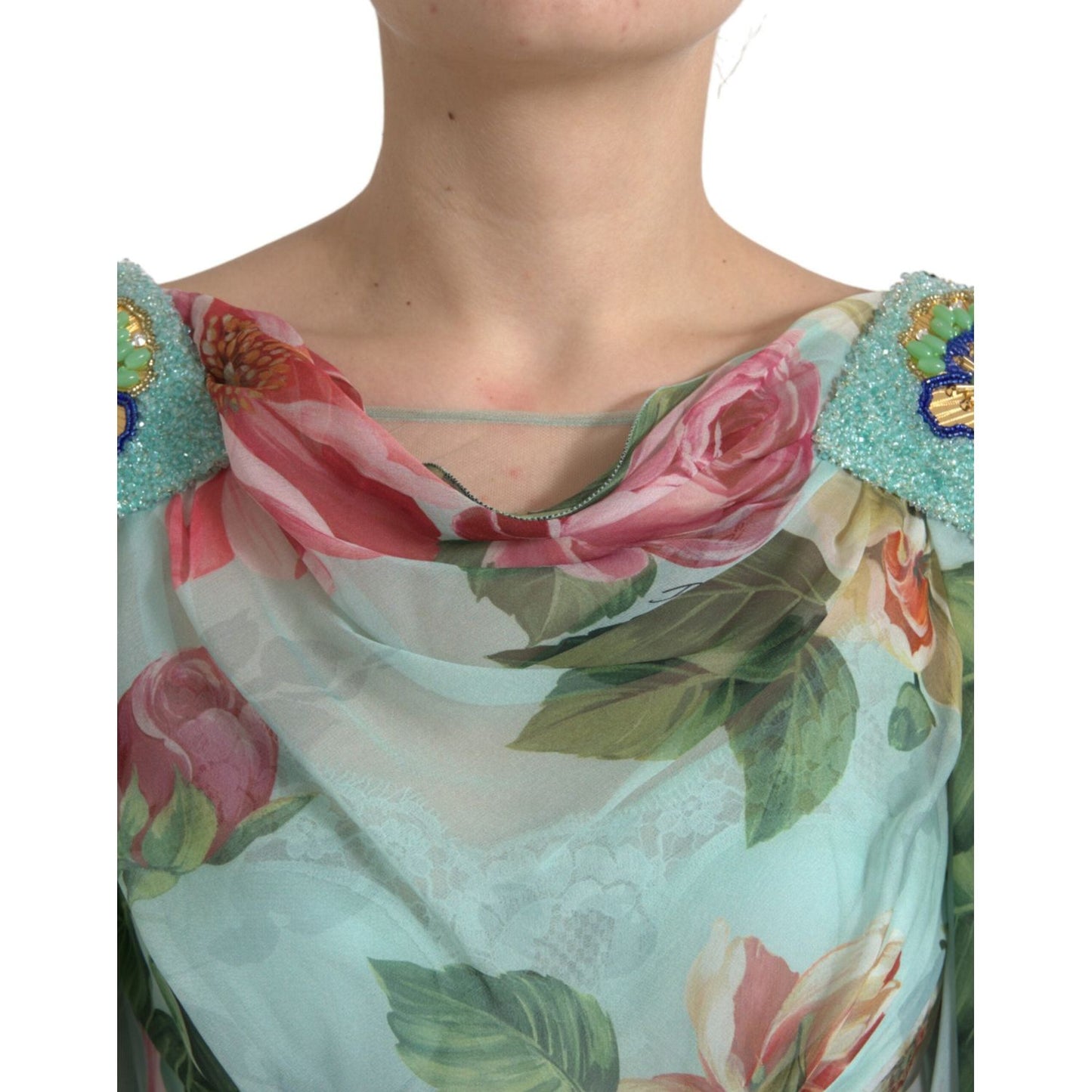 Dolce & Gabbana Blue Floral Print Tiered Long Maxi Dress DR281092-36