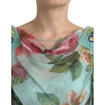 Dolce & Gabbana Blue Floral Print Tiered Long Maxi Dress DR281092-36