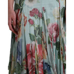 Dolce & Gabbana Blue Floral Print Tiered Long Maxi Dress DR281092-36