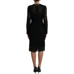 Dolce & Gabbana Black Lace Crystal Embellished Sheath Dress
