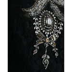 Dolce & Gabbana Black Lace Crystal Embellished Sheath Dress