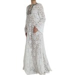 Dolce & Gabbana White Lace Crystal Embellished Shift Dress