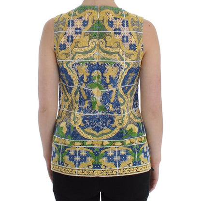 Dolce & Gabbana Multicolor Majolica Embroidered Sweater