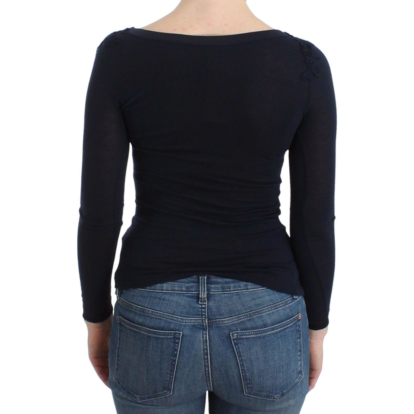 Ermanno Scervino Lingerie Blue Top Blouse Jumper Lace Rayon