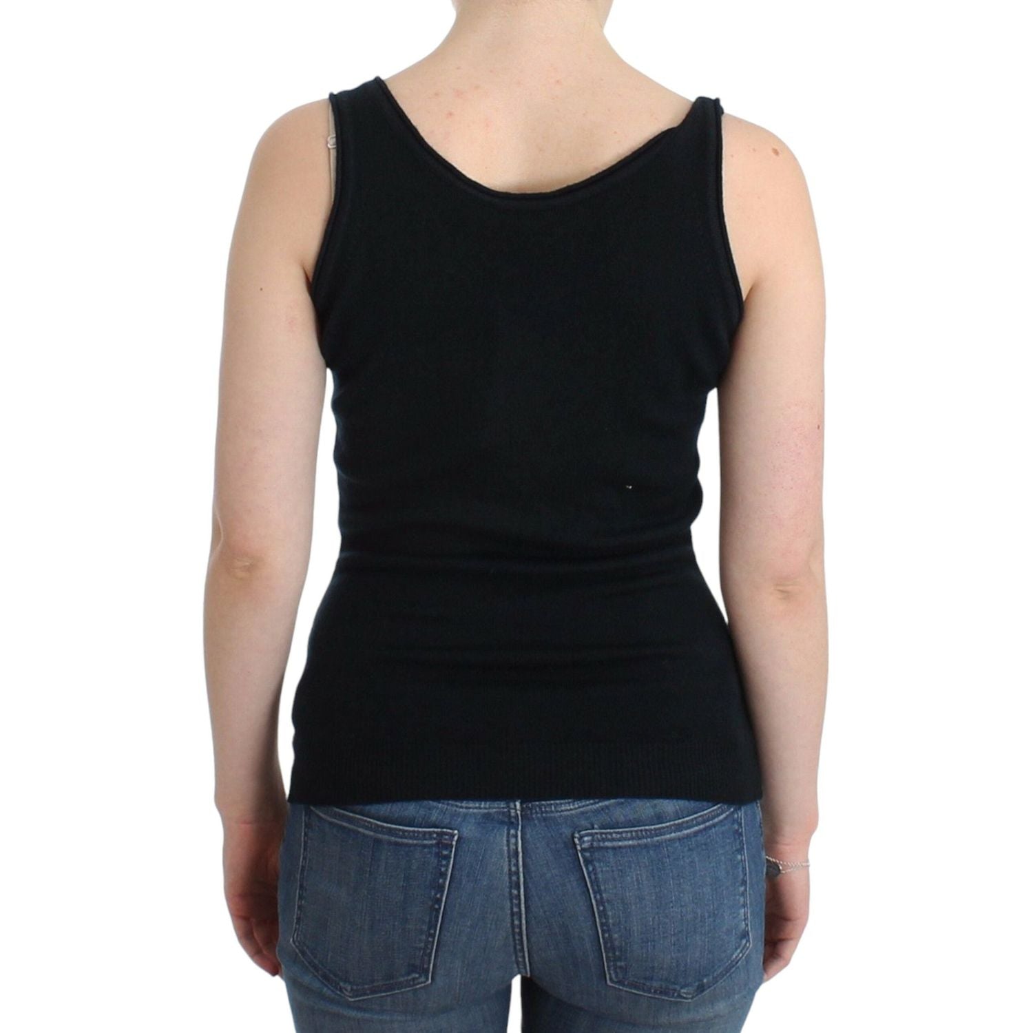 优雅黑色羊绒针织上衣