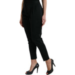 Dolce & Gabbana Black Wool High Waist Cropped Tapered Pants