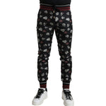 Dolce & Gabbana Black Ring Silk Jogging Trousers Pants