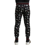 Dolce & Gabbana Black Ring Silk Jogging Trousers Pants