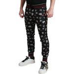 Dolce & Gabbana Black Ring Silk Jogging Trousers Pants