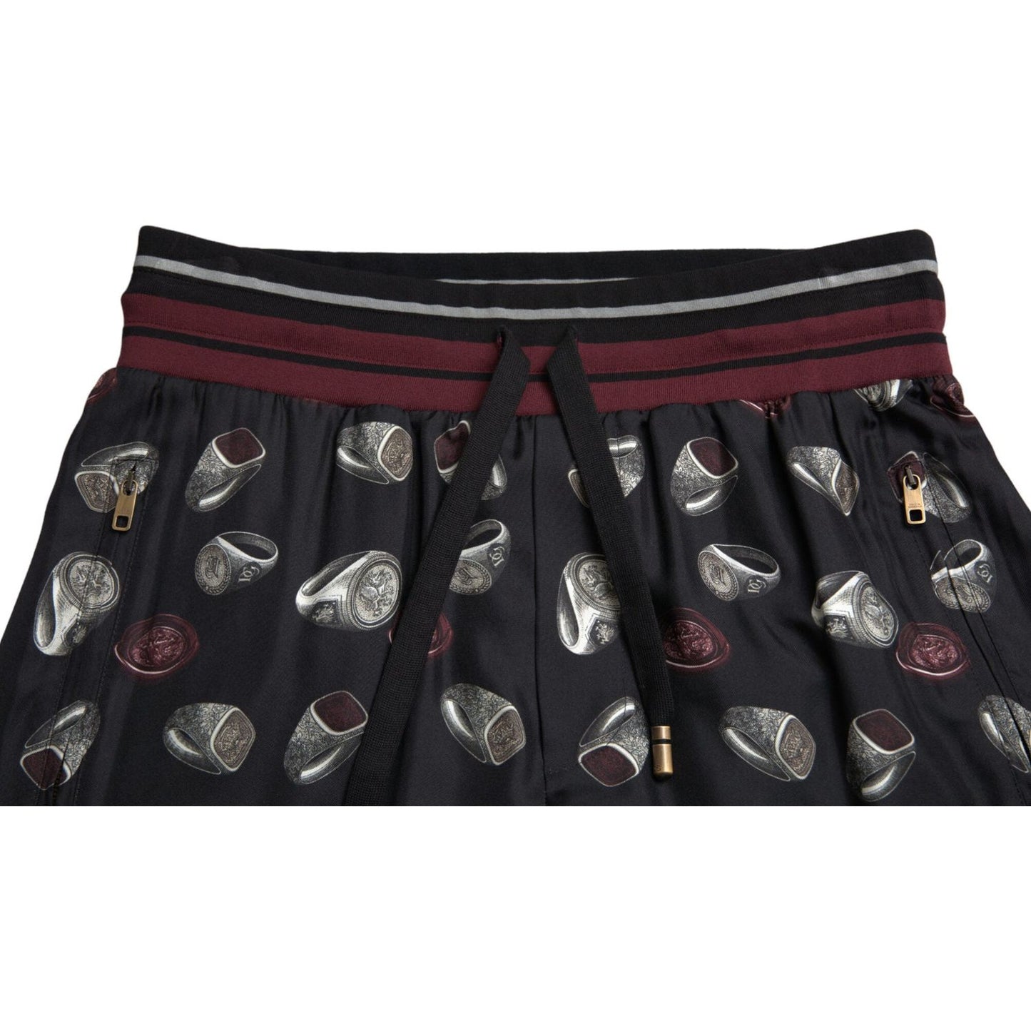 Dolce & Gabbana Black Ring Silk Jogging Trousers Pants