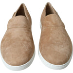 Dolce & Gabbana Beige Suede Caiman Men Loafers Slippers Shoes