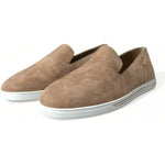 Dolce & Gabbana Beige Suede Caiman Men Loafers Slippers Shoes