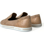 Dolce & Gabbana Beige Suede Caiman Men Loafers Slippers Shoes