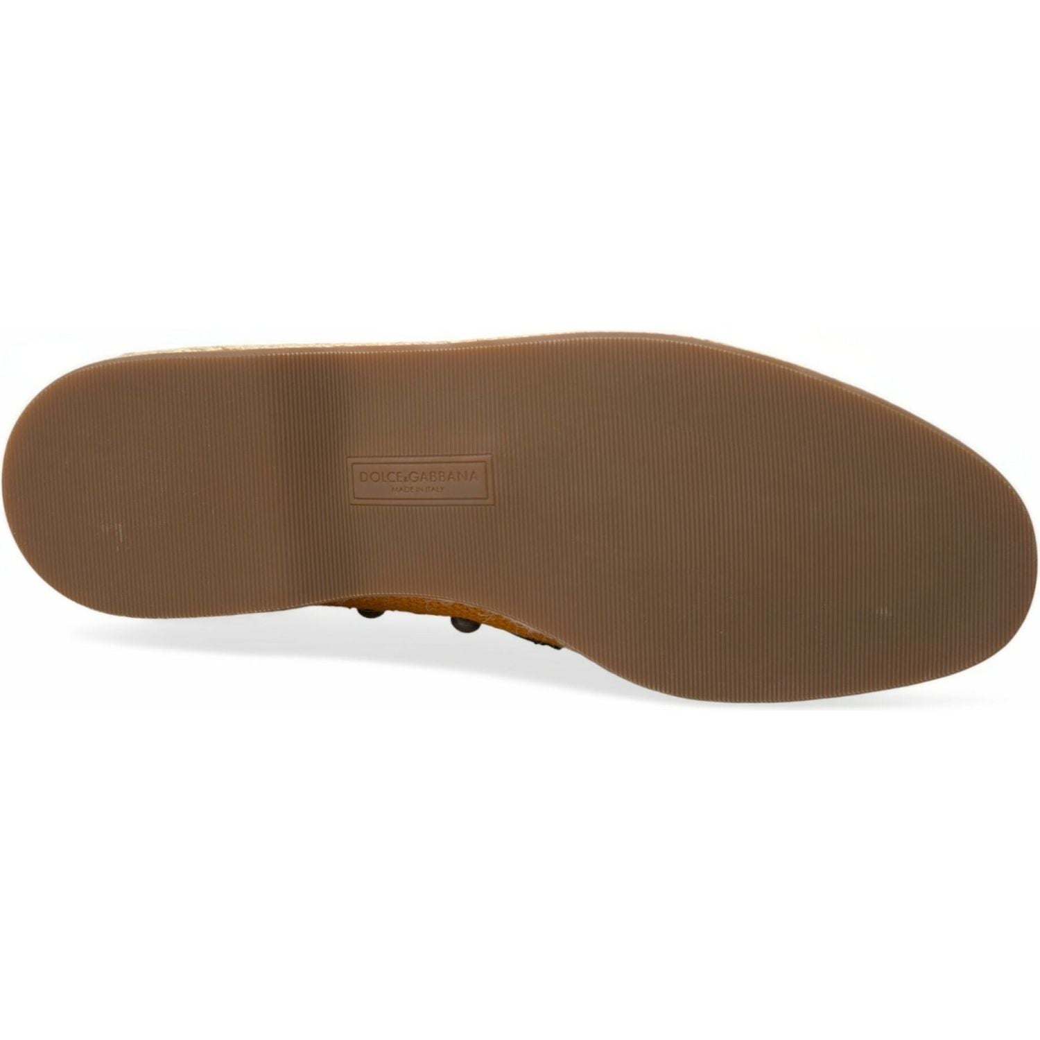 Dolce & Gabbana Orange Linen Leather Studded Loafers Shoes