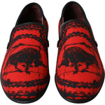 Dolce & Gabbana Red Black Torero Loafers Slippers Men Shoes