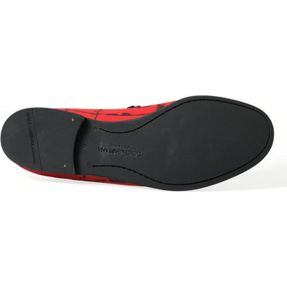 Dolce & Gabbana Red Black Torero Loafers Slippers Men Shoes
