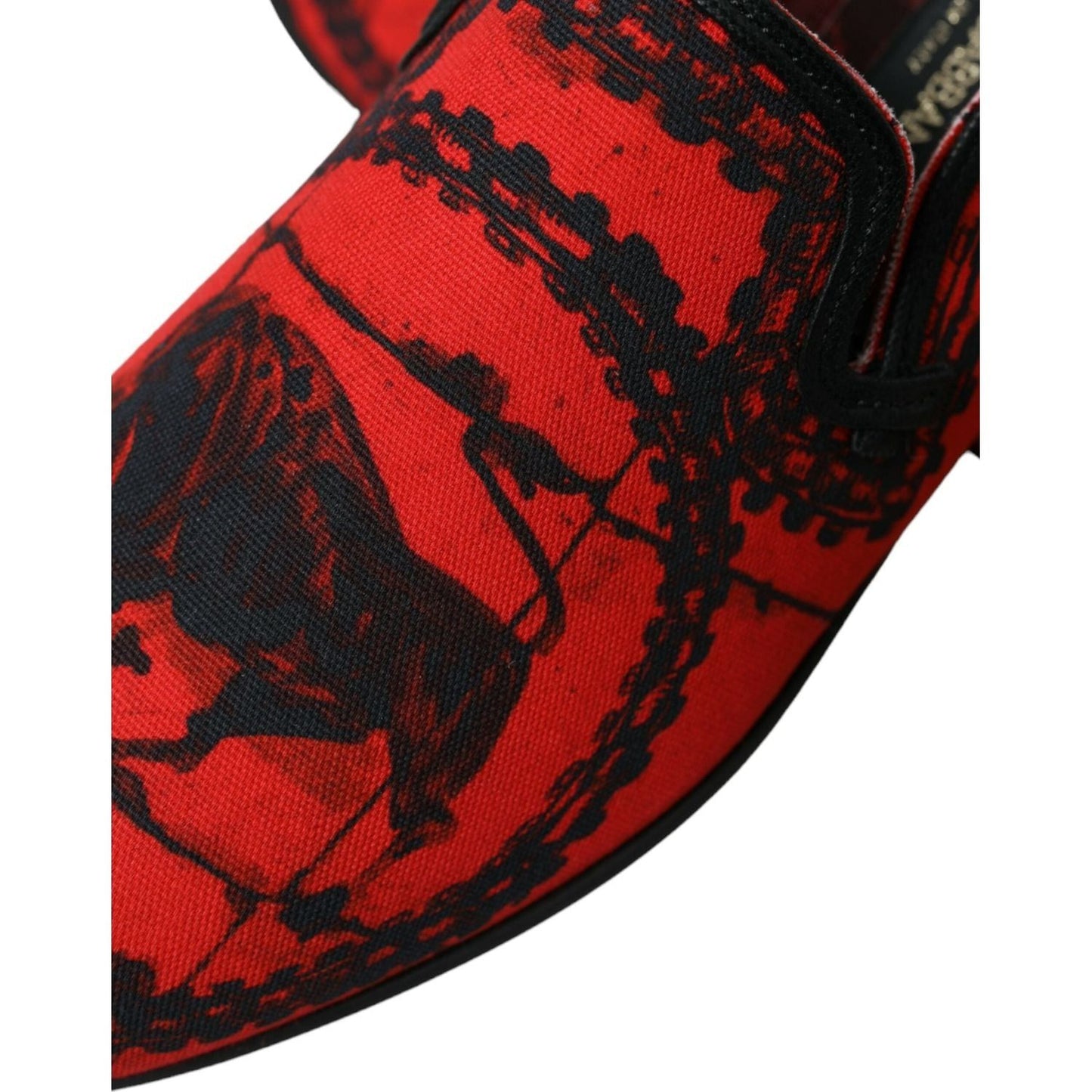 Dolce & Gabbana Red Black Torero Loafers Slippers Men Shoes