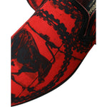 Dolce & Gabbana Red Black Torero Loafers Slippers Men Shoes