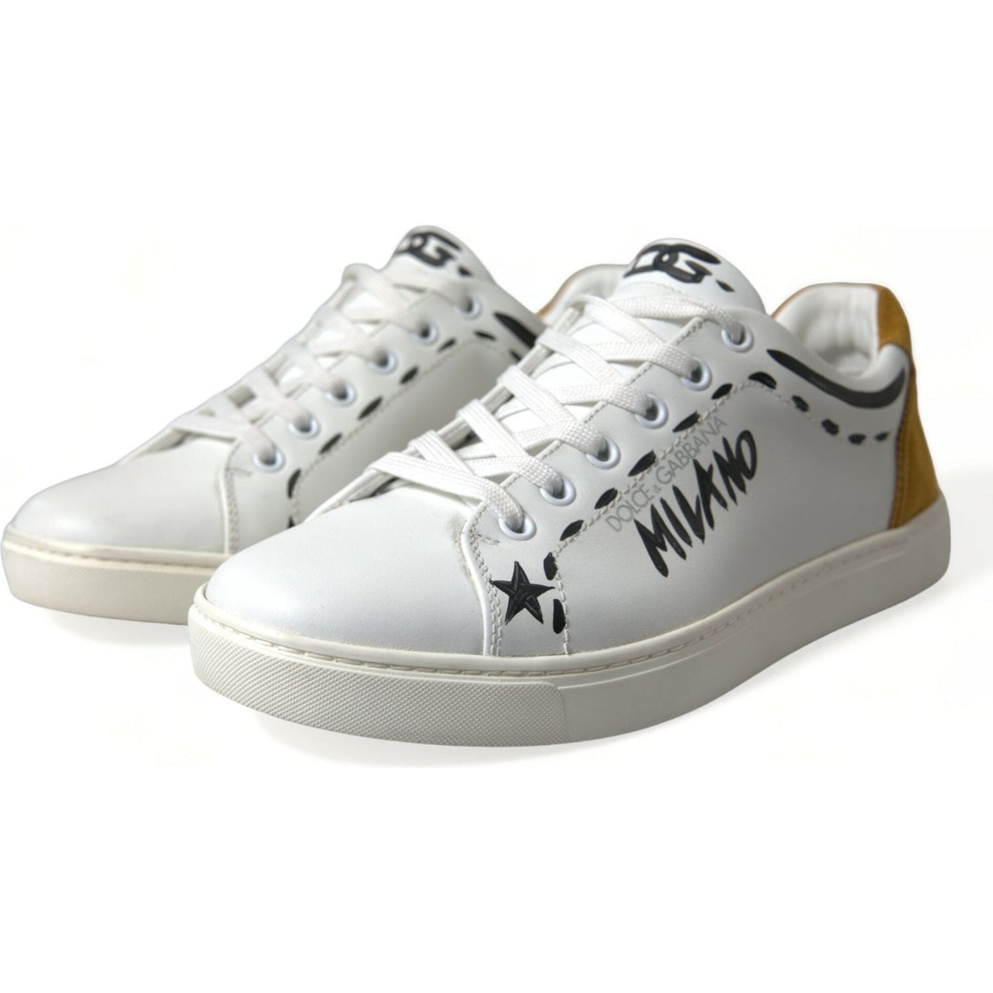 Dolce & Gabbana White Leather LOVE Milano Men Sneakers Shoes