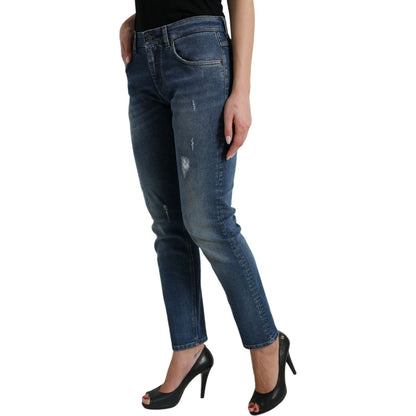 Dolce & Gabbana Blue BOYFRIEND Mid Waist Cotton Denim Jeans