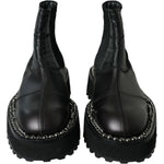 Dolce & Gabbana Black Leather Slip On Stretch Chelsea Boots Shoes