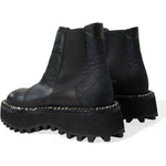 Dolce & Gabbana Black Leather Slip On Stretch Chelsea Boots Shoes
