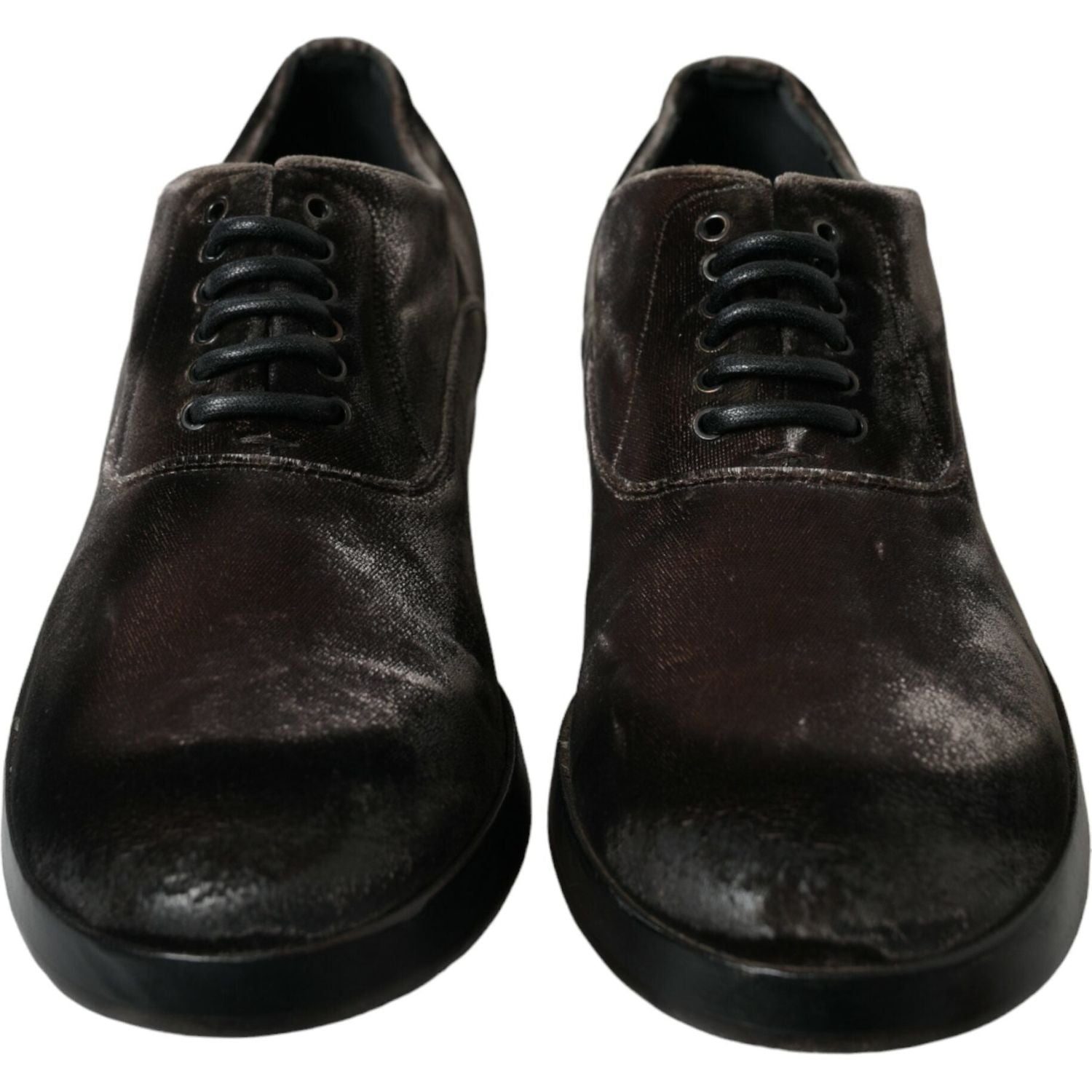 Dolce & Gabbana Brown Velvet Men Lace Up Oxford Dress Shoes