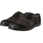 Dolce & Gabbana Brown Velvet Men Lace Up Oxford Dress Shoes