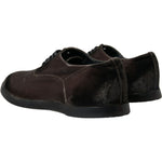 Dolce & Gabbana Brown Velvet Men Lace Up Oxford Dress Shoes