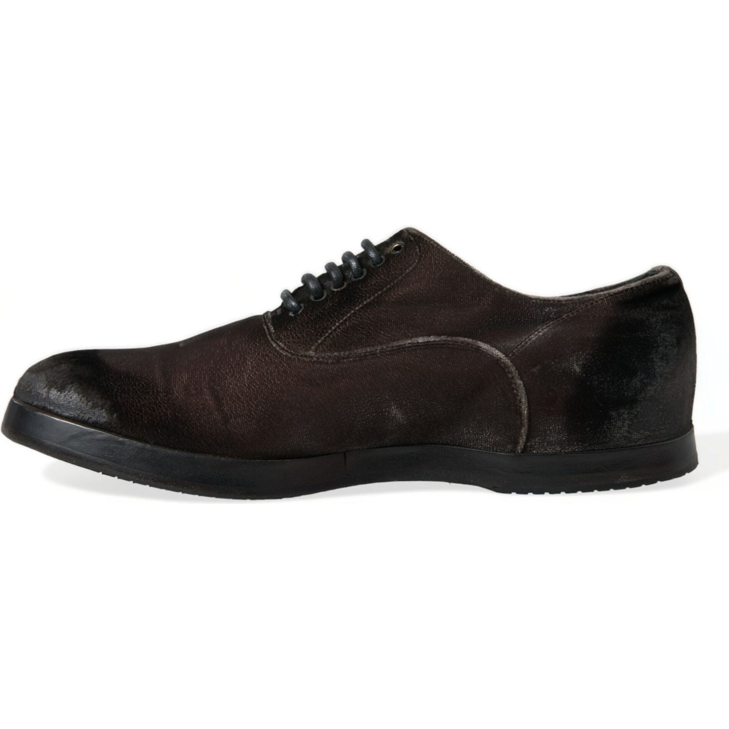 Dolce & Gabbana Brown Velvet Men Lace Up Oxford Dress Shoes