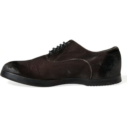 Dolce & Gabbana Brown Velvet Men Lace Up Oxford Dress Shoes