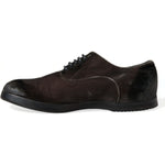 Dolce & Gabbana Brown Velvet Men Lace Up Oxford Dress Shoes