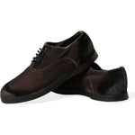 Dolce & Gabbana Brown Velvet Men Lace Up Oxford Dress Shoes