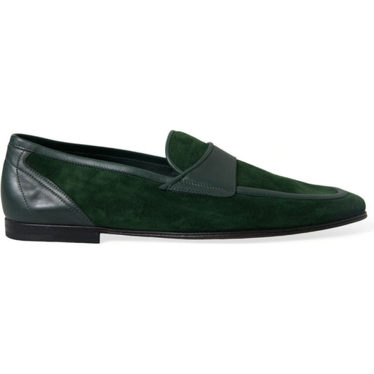 Dolce & Gabbana Emerald Velvet Leather Loafers for Men Dolce & Gabbana