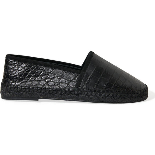 Dolce & Gabbana Exotic Black Leather Espadrilles Dolce & Gabbana