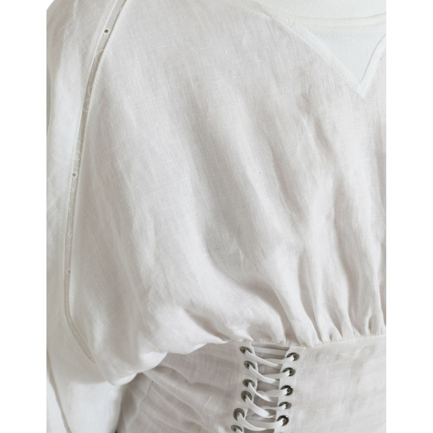 Dolce & Gabbana White Cotton Corset Cropped Long Sleeves Topclothing