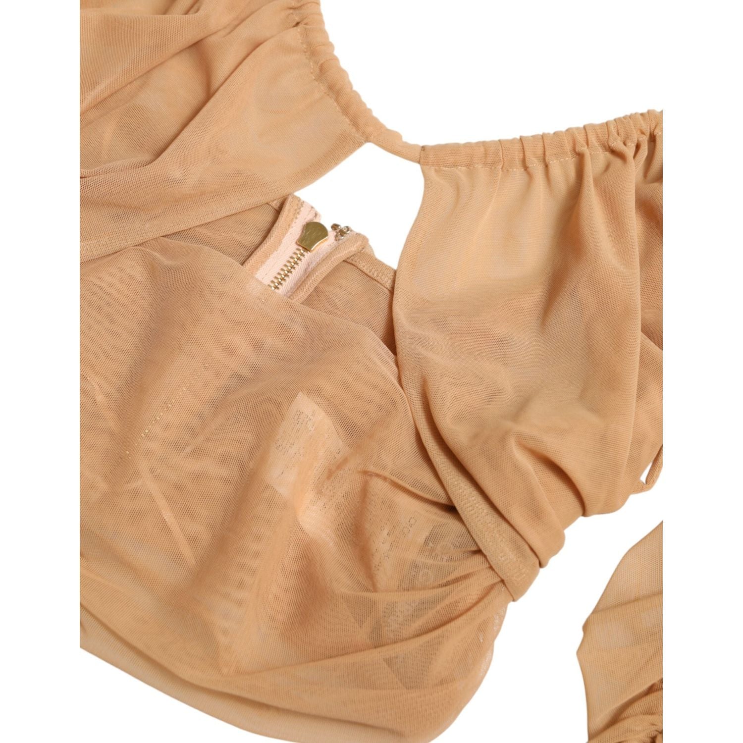 优雅棕色短款长袖上衣