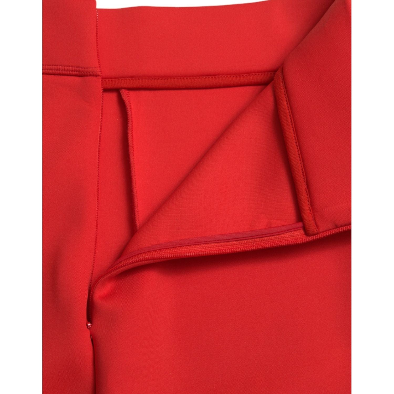 优雅高腰红色紧身裤