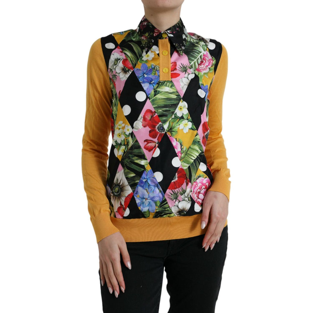 Dolce & Gabbana Multicolor Patchwork Cashmere Henley Sweater
