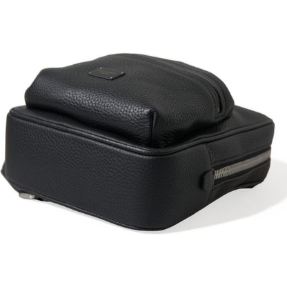 Dolce & Gabbana Black Calfskin Leather Logo Palermo Backpack Bag