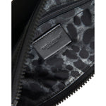 Dolce & Gabbana Black Nylon Logo Plaque Keyring Pouch Clutch Bag