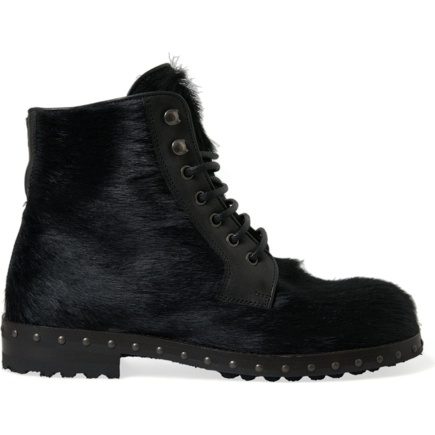 优雅黑色小牛皮系带靴