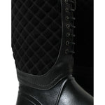 Dolce & Gabbana Black Chioggia Rubber Suede Rain Boots Shoes MV5589-44